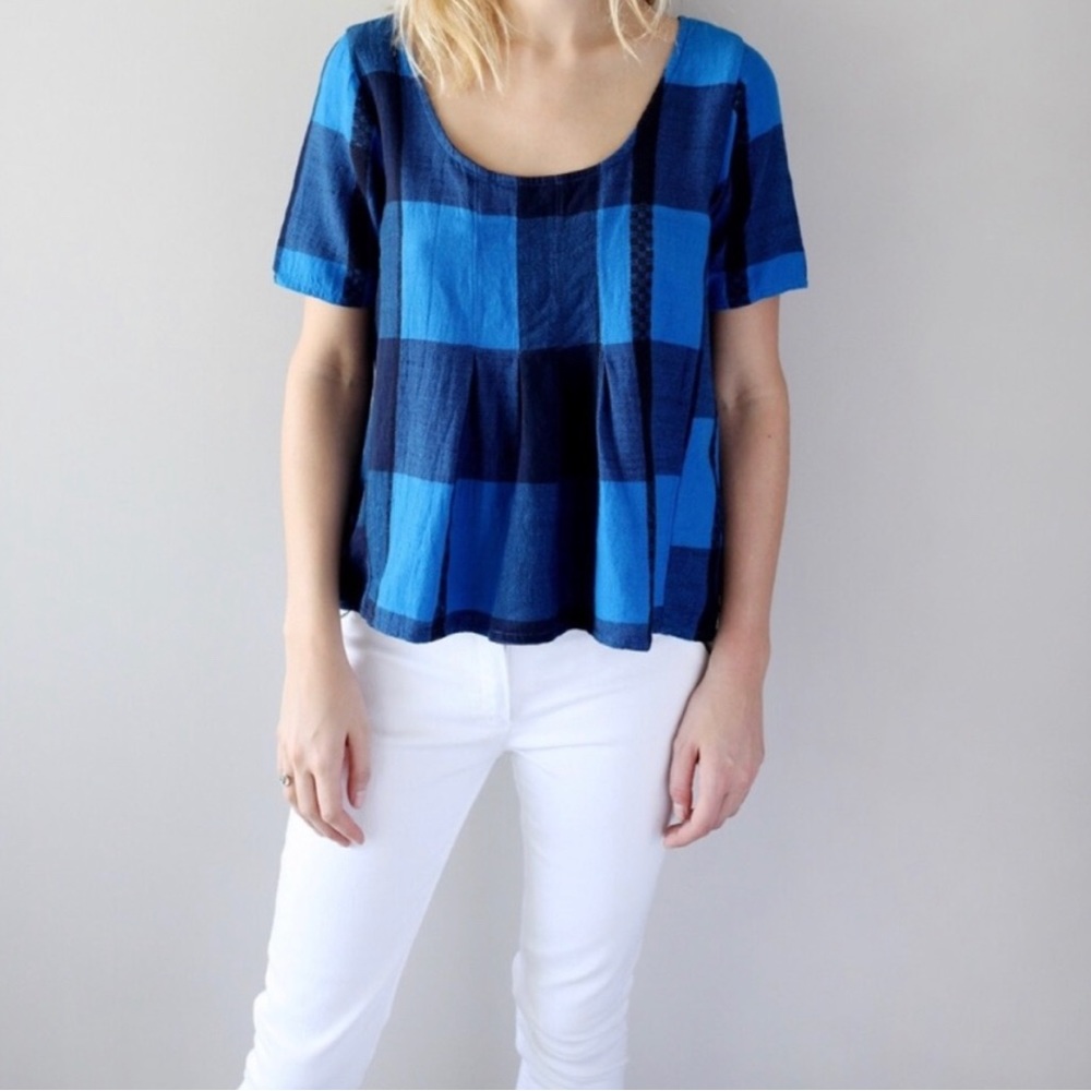 Ace & Jig Shop Tee in Indigo Check